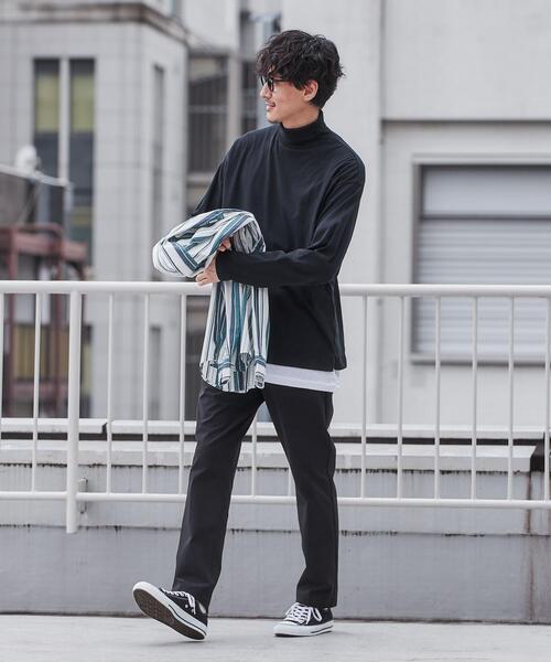 coen（コーエン）の「天竺タートルネックTシャツ（Tシャツ/カットソー・メンズ・ホワイト/ブラック・S/M/L/XL）」の6枚目の写真