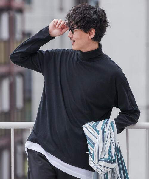 coen（コーエン）の「天竺タートルネックTシャツ（Tシャツ/カットソー・メンズ・ホワイト/ブラック・S/M/L/XL）」の4枚目の写真