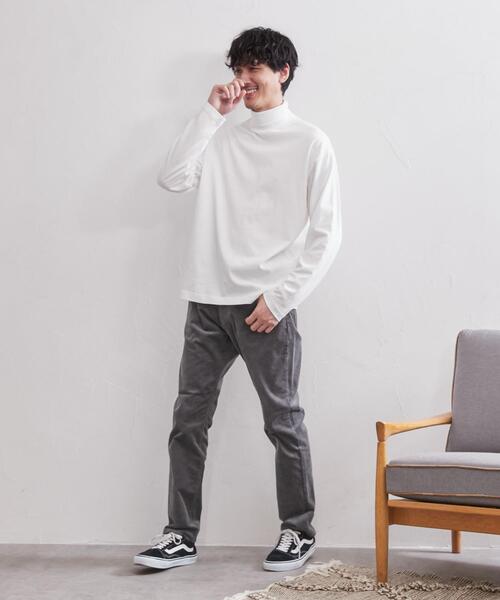 coen（コーエン）の「天竺タートルネックTシャツ（Tシャツ/カットソー・メンズ・ホワイト/ブラック・S/M/L/XL）」の7枚目の写真