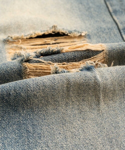 Ressaca(レサーカ)の「ハードダメージクラッシュ加工 ルーズストレートデニムパンツ ヴィンテージライク(デニムパンツ・メンズ・ブルー・S/M/L/XL)」の19枚目の写真