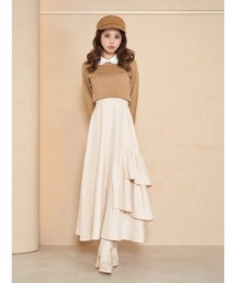 バイカラーランダムロングワンピース