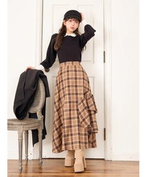 バイカラーランダムロングワンピース