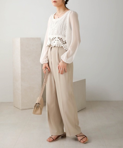 Bab（バブ）の「モチーフデザインブラウス（シャツ/ブラウス・レディース・オフホワイト/ベージュ・M）」の13枚目の写真