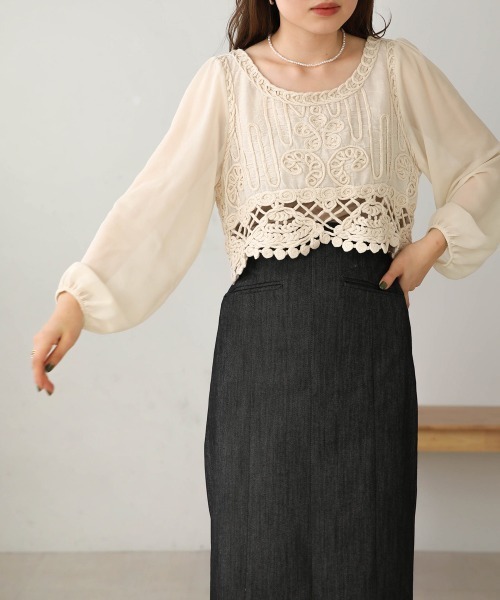 Bab（バブ）の「モチーフデザインブラウス（シャツ/ブラウス・レディース・オフホワイト/ベージュ・M）」の20枚目の写真