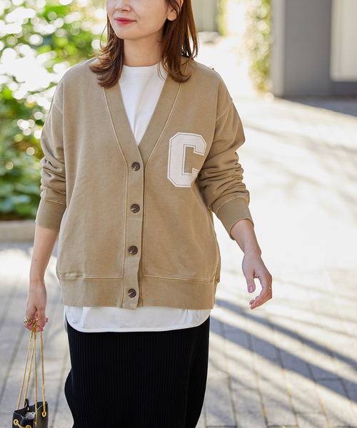 JOURNAL STANDARD（ジャーナルスタンダード）の「カレッジロゴスウェットカーディガン（カーディガン/ボレロ・レディース・ベージュ/ブラック系その他・FREE）」の11枚目の写真