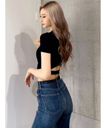 BACK OPEN POLOニットTOPS