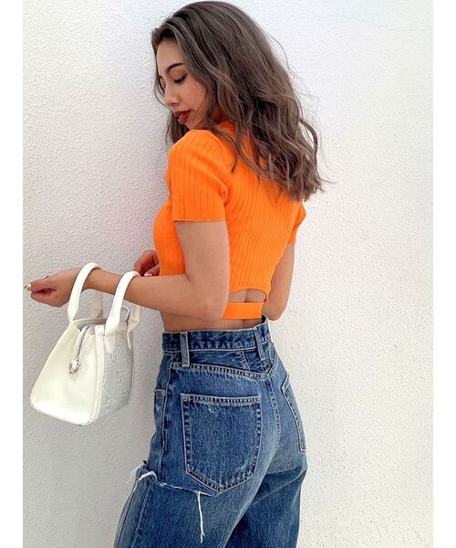 セール】BACK OPEN POLOニットTOPS（ニット/セーター）｜GYDA