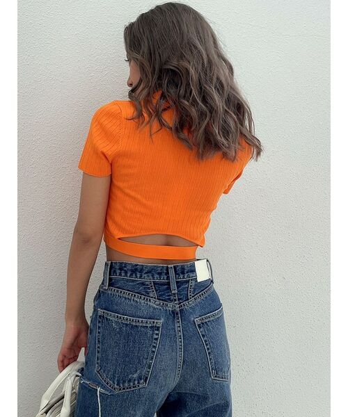 GYDA(ジェイダ)の「BACK OPEN POLOニットTOPS(ニット/セーター・レディース・ブラック/オフホワイト/オレンジ/グリーン・FREE)」の13枚目の写真