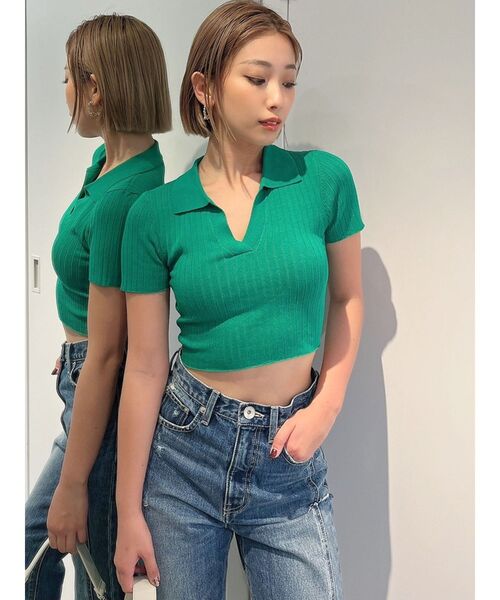GYDA(ジェイダ)の「BACK OPEN POLOニットTOPS(ニット/セーター・レディース・ブラック/オフホワイト/オレンジ/グリーン・FREE)」の20枚目の写真