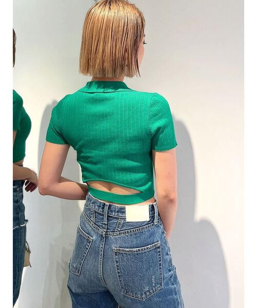 GYDA(ジェイダ)の「BACK OPEN POLOニットTOPS(ニット/セーター・レディース・ブラック/オフホワイト/オレンジ/グリーン・FREE)」の22枚目の写真