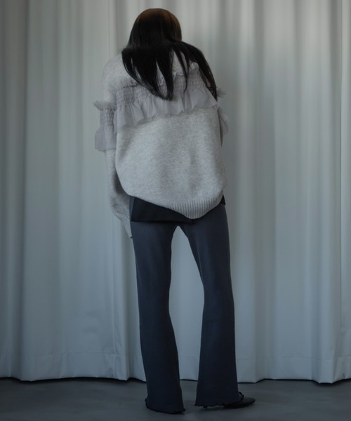 Ezick（エジック）の「Mellow flare leg ニットパンツ（その他パンツ・レディース・ブラック/グレー・FREE）」の11枚目の写真