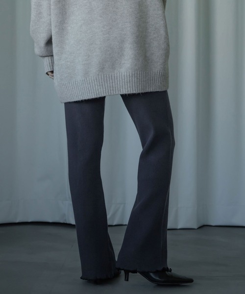 Ezick（エジック）の「Mellow flare leg ニットパンツ（その他パンツ・レディース・ブラック/グレー・FREE）」の20枚目の写真