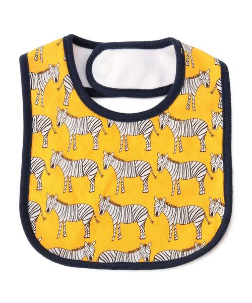green label relaxing(グリーンレーベルリラクシング)の「Andover Fabrics ゼブラプリントビブ(スタイ/よだれかけ・キッズ・イエロー/ネイビー・フリー)」の1枚目の写真