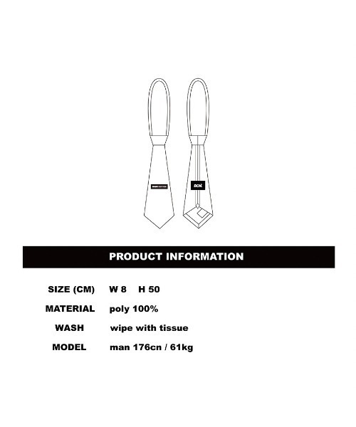 BASIC COTTON（ベーシックコットン）の「【BASIC COTTON / ベーシックコットン】BASIC NECK TIE /ネクタイ タイ ロゴネクタイ（ネクタイ・メンズ・ブラック・ONE SIZE）」の3枚目の写真