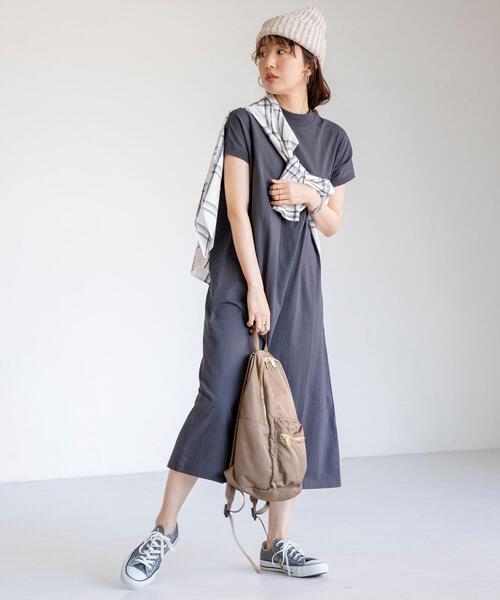 coen（コーエン）の「【WEB限定】リピT・USAコットンハイネックロングTシャツワンピース（ワンピース・レディース・ダークグレー/ブラウン/その他3/イエロー/その他1/ブラック・S/M）」の9枚目の写真