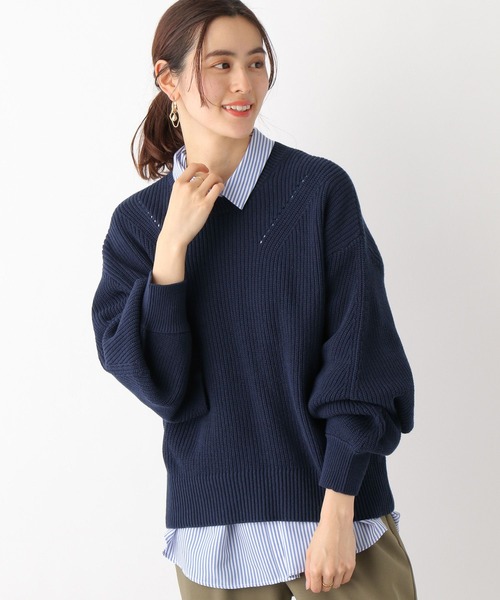 LEPSIM(レプシィム)の「7ゲージ袖オープンニット 185795(ニット/セーター・レディース・ネイビー/ライトピンク/オフホワイト・FREE)」の20枚目の写真