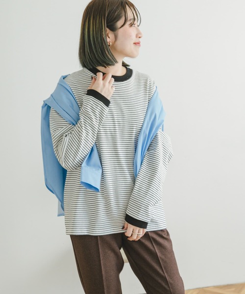 ITEMS URBANRESEARCH(アイテムズ アーバンリサーチ)の「リンガーボーダー ロングスリーブTシャツ(Tシャツ/カットソー・メンズ・ブラック/ネイビー/ブルー・MEDIUM/LARGE)」の16枚目の写真