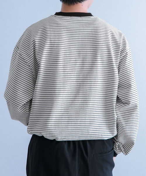 ITEMS URBANRESEARCH(アイテムズ アーバンリサーチ)の「リンガーボーダー ロングスリーブTシャツ(Tシャツ/カットソー・メンズ・ブラック/ネイビー/ブルー・MEDIUM/LARGE)」の13枚目の写真