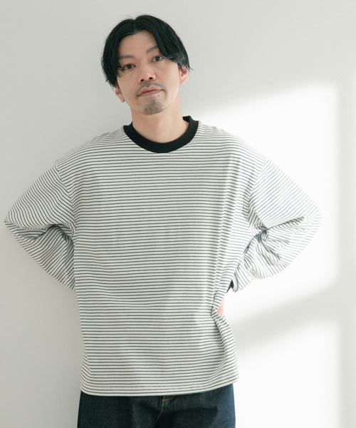 ITEMS URBANRESEARCH(アイテムズ アーバンリサーチ)の「リンガーボーダー ロングスリーブTシャツ(Tシャツ/カットソー・メンズ・ブラック/ネイビー/ブルー・MEDIUM/LARGE)」の17枚目の写真