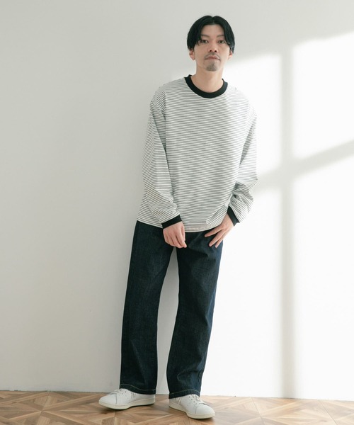 ITEMS URBANRESEARCH(アイテムズ アーバンリサーチ)の「リンガーボーダー ロングスリーブTシャツ(Tシャツ/カットソー・メンズ・ブラック/ネイビー/ブルー・MEDIUM/LARGE)」の21枚目の写真