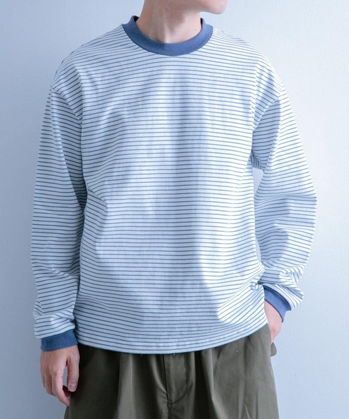 ITEMS URBANRESEARCH(アイテムズ アーバンリサーチ)の「リンガーボーダー ロングスリーブTシャツ(Tシャツ/カットソー・メンズ・ブラック/ネイビー/ブルー・MEDIUM/LARGE)」の6枚目の写真