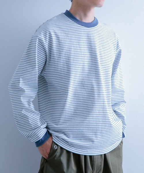 ITEMS URBANRESEARCH(アイテムズ アーバンリサーチ)の「リンガーボーダー ロングスリーブTシャツ(Tシャツ/カットソー・メンズ・ブラック/ネイビー/ブルー・MEDIUM/LARGE)」の22枚目の写真