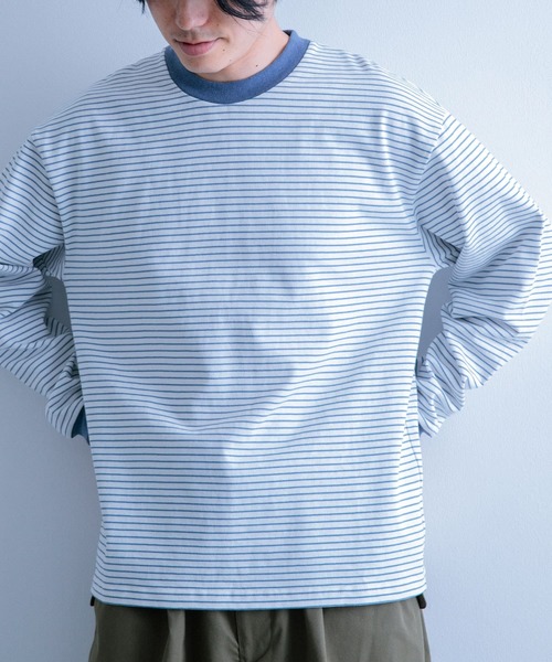 ITEMS URBANRESEARCH(アイテムズ アーバンリサーチ)の「リンガーボーダー ロングスリーブTシャツ(Tシャツ/カットソー・メンズ・ブラック/ネイビー/ブルー・MEDIUM/LARGE)」の10枚目の写真