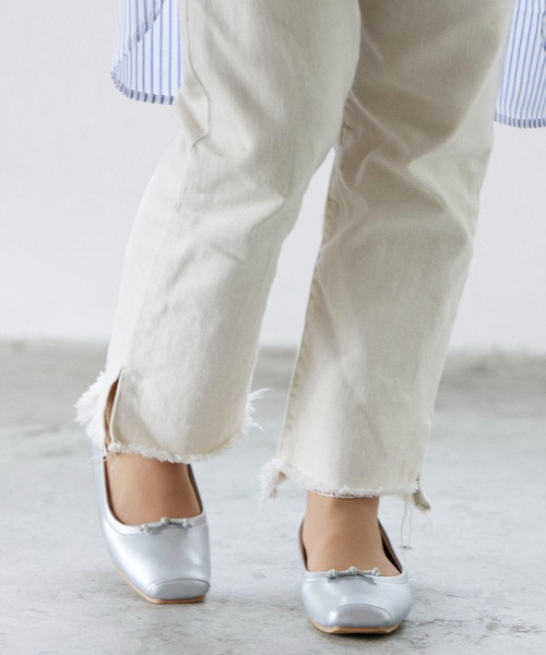 noyau（ノヤウ）の「スクエアトゥリボンバレエシューズ（バレエシューズ・レディース・ブラック/シルバー/アイボリー・S/L/M/LL）」の11枚目の写真