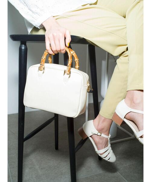 Te chichi TERRASSE（テチチテラス）の「バンブーハンドルボストンバッグ（ハンドバッグ・レディース・ブルー/オフホワイト/ブラック・ﾌﾘ-）」の4枚目の写真