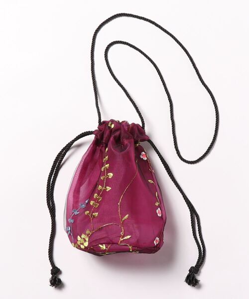 チャイハネ（チャイハネ）の「【チャイハネ】シュルリ巾着ポシェット ミニショルダーバッグ（ショルダーバッグ・レディース・ピンク/グリーン/パープル・FREE）」の3枚目の写真