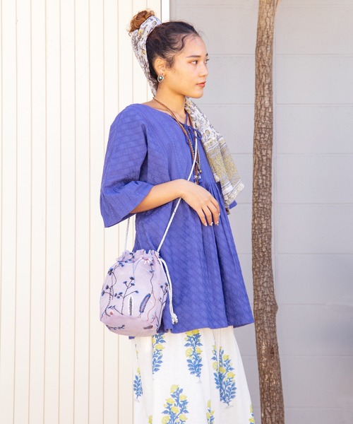 チャイハネ（チャイハネ）の「【チャイハネ】シュルリ巾着ポシェット ミニショルダーバッグ（ショルダーバッグ・レディース・ピンク/グリーン/パープル・FREE）」の11枚目の写真