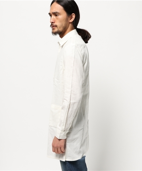 WEGO（ウィゴー）の「WEGO/リネンミックスパターンロングシャツ（シャツ/ブラウス・メンズ・ホワイト/ホワイト系その他/ネイビー/グレー系その他・MEDIUM/LARGE）」の7枚目の写真