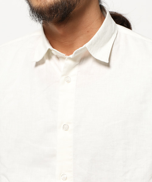 WEGO（ウィゴー）の「WEGO/リネンミックスパターンロングシャツ（シャツ/ブラウス・メンズ・ホワイト/ホワイト系その他/ネイビー/グレー系その他・MEDIUM/LARGE）」の9枚目の写真