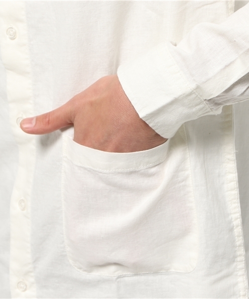 WEGO（ウィゴー）の「WEGO/リネンミックスパターンロングシャツ（シャツ/ブラウス・メンズ・ホワイト/ホワイト系その他/ネイビー/グレー系その他・MEDIUM/LARGE）」の11枚目の写真