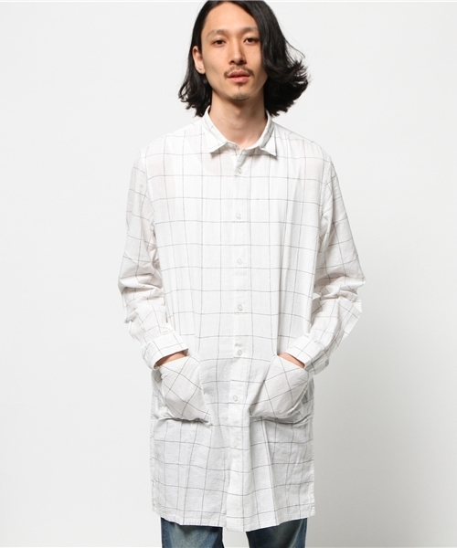 WEGO（ウィゴー）の「WEGO/リネンミックスパターンロングシャツ（シャツ/ブラウス・メンズ・ホワイト/ホワイト系その他/ネイビー/グレー系その他・MEDIUM/LARGE）」の18枚目の写真