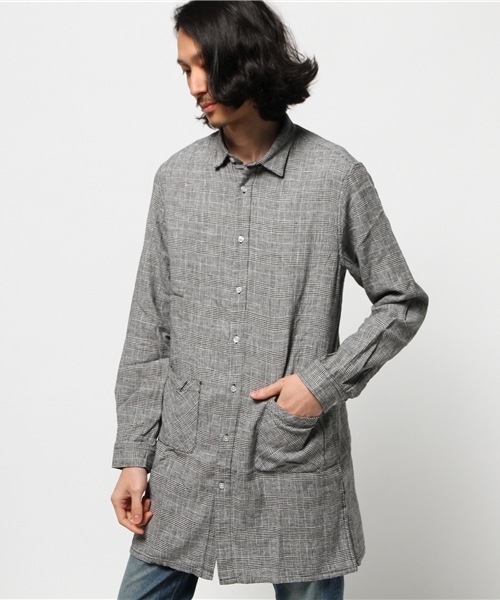 WEGO（ウィゴー）の「WEGO/リネンミックスパターンロングシャツ（シャツ/ブラウス・メンズ・ホワイト/ホワイト系その他/ネイビー/グレー系その他・MEDIUM/LARGE）」の19枚目の写真