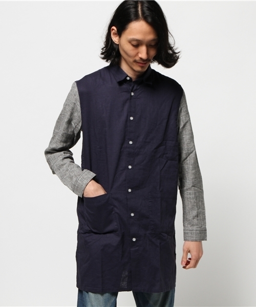 WEGO（ウィゴー）の「WEGO/リネンミックスパターンロングシャツ（シャツ/ブラウス・メンズ・ホワイト/ホワイト系その他/ネイビー/グレー系その他・MEDIUM/LARGE）」の20枚目の写真