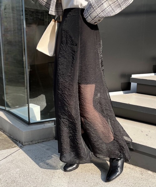 one after another NICE CLAUP（ワンアフターアナザーナイスクラップ）の「リバーシブルシアースカート（スカート・レディース・ブラック/アイボリー/ベージュ・FREE）」の20枚目の写真