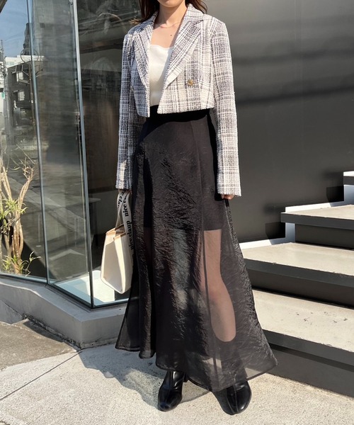 one after another NICE CLAUP（ワンアフターアナザーナイスクラップ）の「リバーシブルシアースカート（スカート・レディース・ブラック/アイボリー/ベージュ・FREE）」の8枚目の写真