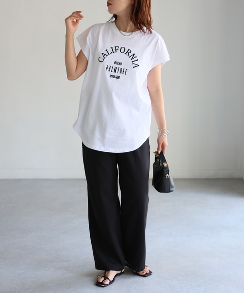 Riberry（リベリー）の「ロゴ刺繍フレンチTシャツ（Tシャツ/カットソー・レディース・チャコールグレー/ホワイト×グリーン/ホワイト×ブルー/ホワイト×グレー/ホワイト×ブラック/ホワイト×イエロー/ホワイト×ピンク・FREE）」の21枚目の写真