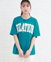 PINK-latte（ピンクラテ）の「さらっと着やすい♪サテンアップリケビッグTシャツ（Tシャツ/カットソー・キッズ）」