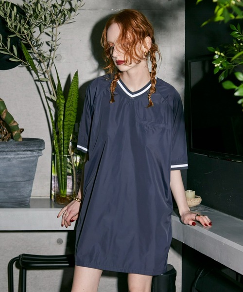 WONEM(ウォンエム)の「frostedラインミニワンピース(ワンピース・レディース・カーキ/ネイビー・FREE)」の4枚目の写真