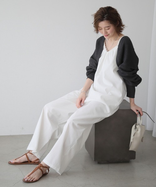 frames RAY CASSIN（フレームスレイカズン）の「WEB限定 コットンリネンバックリボンオールインワン（つなぎ/オールインワン・レディース・ネイビー/オフホワイト/スミクロ・FREE）」の20枚目の写真