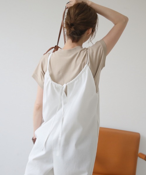 frames RAY CASSIN（フレームスレイカズン）の「WEB限定 コットンリネンバックリボンオールインワン（つなぎ/オールインワン・レディース・ネイビー/オフホワイト/スミクロ・FREE）」の9枚目の写真