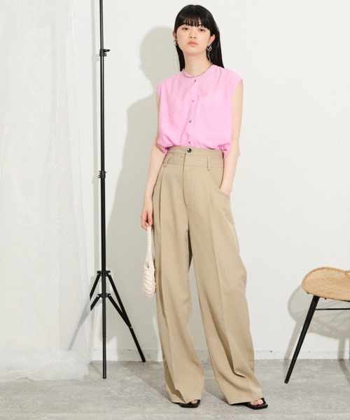 THE YOn(ザヨン)の「ダブルウエストヘリンボーンフロントタックパンツ(その他パンツ・レディース・ベージュ/グレー/ブラック・S/M)」の3枚目の写真