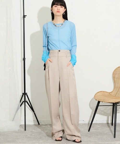 THE YOn(ザヨン)の「ダブルウエストヘリンボーンフロントタックパンツ(その他パンツ・レディース・ベージュ/グレー/ブラック・S/M)」の4枚目の写真
