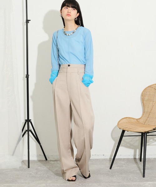 THE YOn(ザヨン)の「ダブルウエストヘリンボーンフロントタックパンツ(その他パンツ・レディース・ベージュ/グレー/ブラック・S/M)」の7枚目の写真