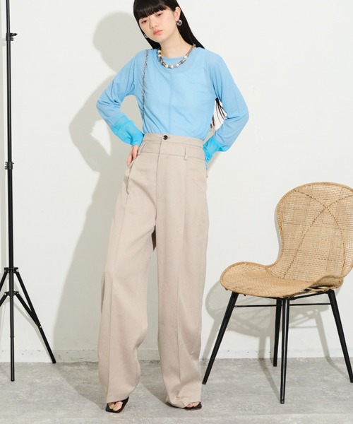 THE YOn(ザヨン)の「ダブルウエストヘリンボーンフロントタックパンツ(その他パンツ・レディース・ベージュ/グレー/ブラック・S/M)」の8枚目の写真