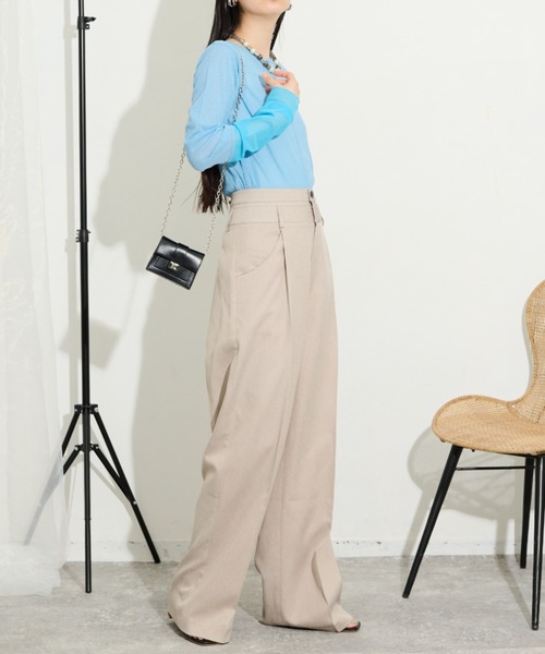 THE YOn(ザヨン)の「ダブルウエストヘリンボーンフロントタックパンツ(その他パンツ・レディース・ベージュ/グレー/ブラック・S/M)」の9枚目の写真