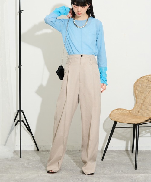 THE YOn(ザヨン)の「ダブルウエストヘリンボーンフロントタックパンツ(その他パンツ・レディース・ベージュ/グレー/ブラック・S/M)」の6枚目の写真